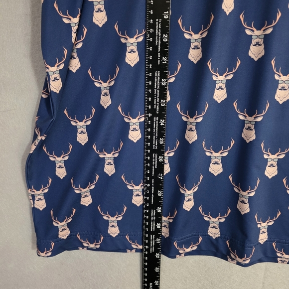 Waggle Mens Deer Mustache AOP Golf Performance Polo Size 2XL - Picture 4 of 10